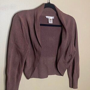 Cutesy Chocolate Brown White House/Black Market Sweater Coverup